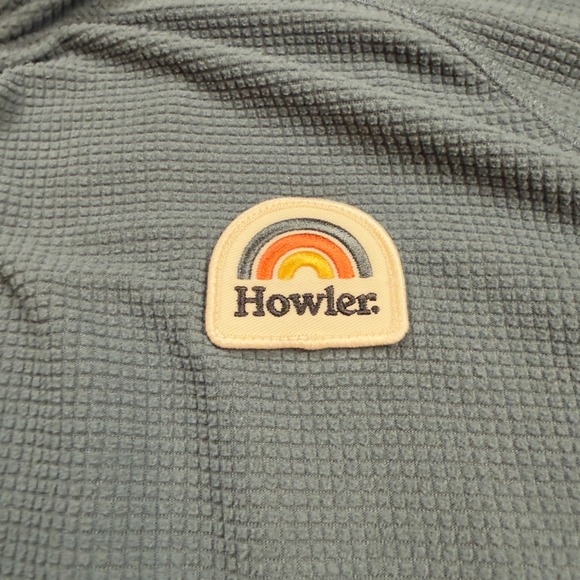 Howler Bros Mens Waffle Knit Hoodie Gray Size S Long Sleeve Pullover Casual - Picture 3 of 8